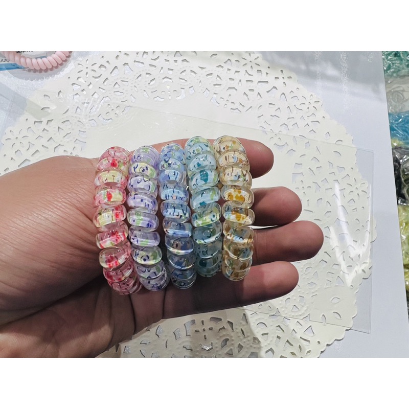 kingmallshop DEAQ431(ร้านไทย) ยางรัดผม ลายดอกไม้ สีแคนดี้ น่ารักมาก แฟชั่น สําหรับผู้หญิง
