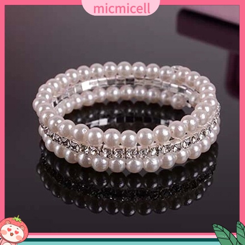 (micmicell) สร้อยข้อมือ กําไลข้อมือ ประดับไข่มุกเทียม สีขาว หรูหรา แฟชั่นสําหรับผู้หญิง