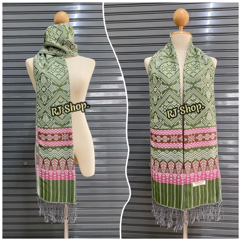 scarf ผ้าคลุมไหล่ ลายไทย โทนสีเข้ม-อ่อน ชื้อเป็นของฝาก ของขวัญ รับไหว้