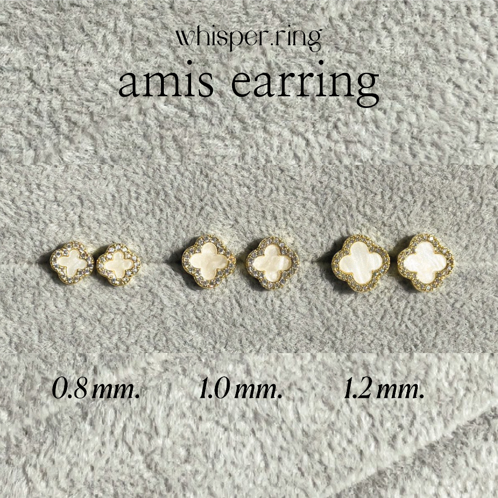 whisper.ring - Amis Earrings (เฉพาะต่างหู) ต่างหูจี้ดอกไม้ จี้เปลือกหอยแท้ ประดับเพชร *Bridegerton*