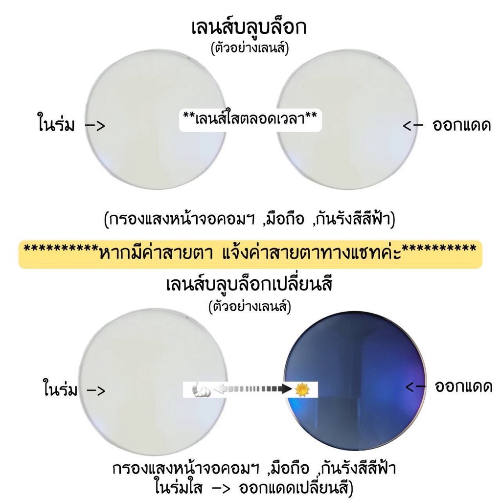 กรอบแว่น แว่นตากรองแสง แว่นสายตา เลนส์สั่งตัดใหม่คุณภาพ แบบกรอบสวยๆสไตล์เกาหลี รุ่น (89073)