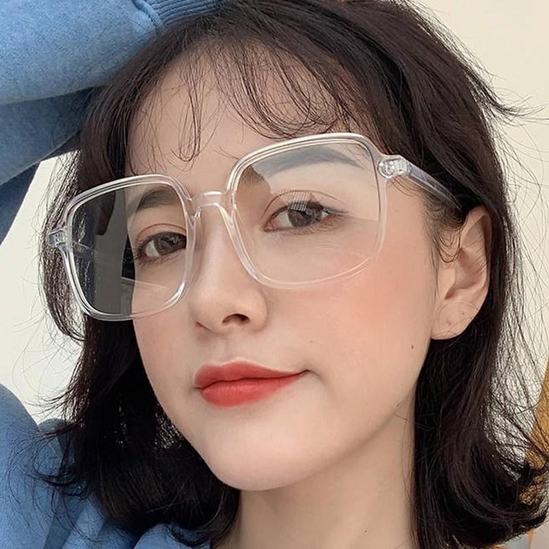 กรอบแว่นตา ทรงสี่เหลี่ยม ขนาดใหญ่ สีโปร่งใส สไตล์วินเทจ สําหรับผู้หญิง และผู้ชาย