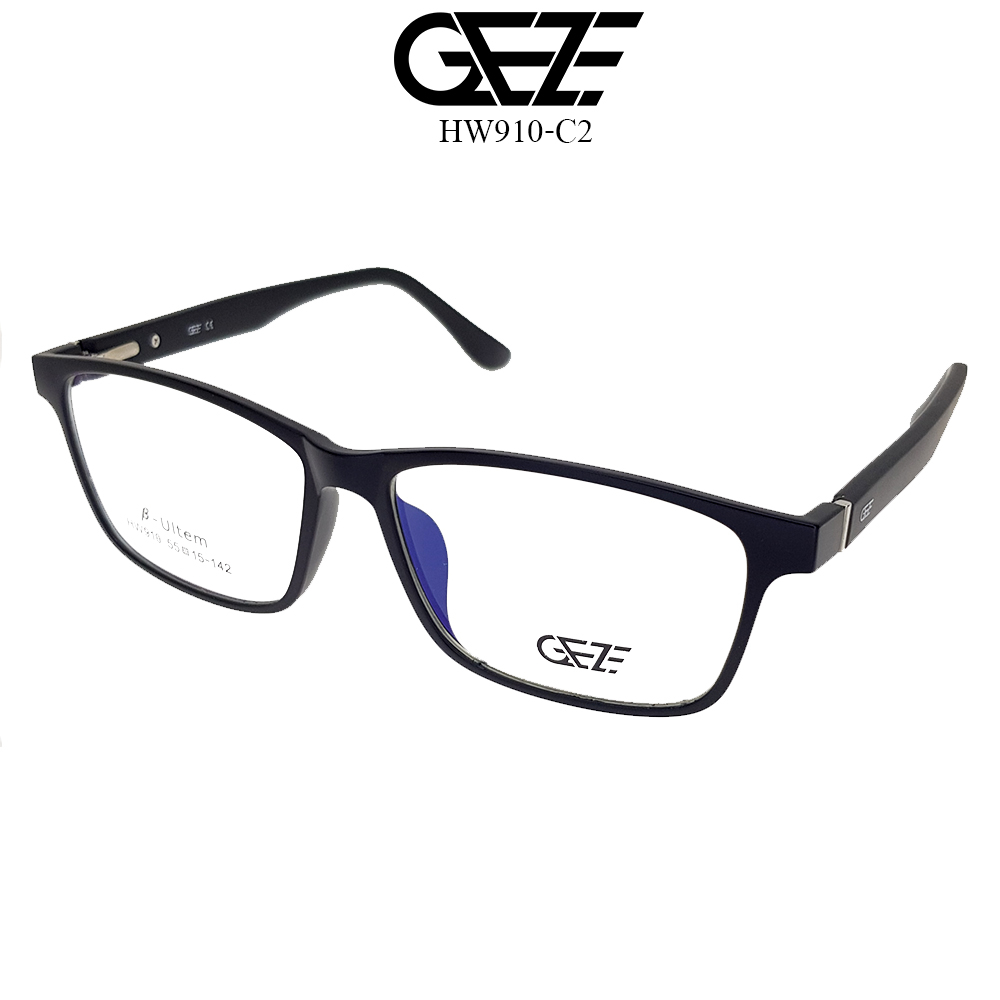 กรอบแว่นสายตา GEZE Clip-On รุ่น HW910-C2 เต็มกรอบสีดำด้าน คลิปออนแม่เหล็ก เลนส์กันแดด Polarized