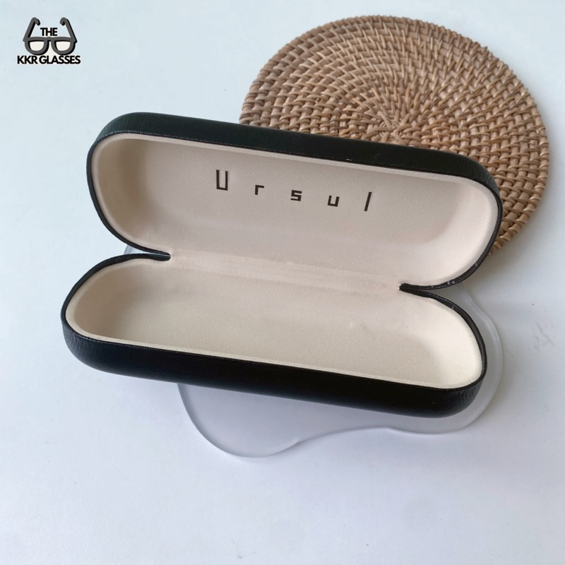 กล่องแว่นตา Ursul กล่องหนังดำ สำหรับเก็บแว่นตา ป้องกันฝุ่นละออง (มีปลายทาง)