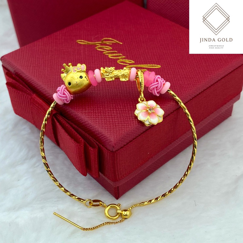 กำไลข้อมือปี่เซียะแพนโดร่า 0.1 กรัม ข้อมือฟรีไซส์ แถมกล่องทุกออเดอร์(A012)
