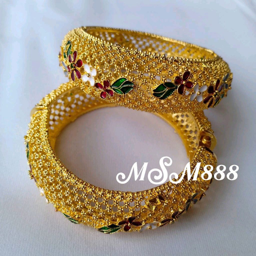 กำไลเครื่องประดับชุดไทย กำไลชุดไทยสีทองลงยา (ราคาต่อ 1 วง )