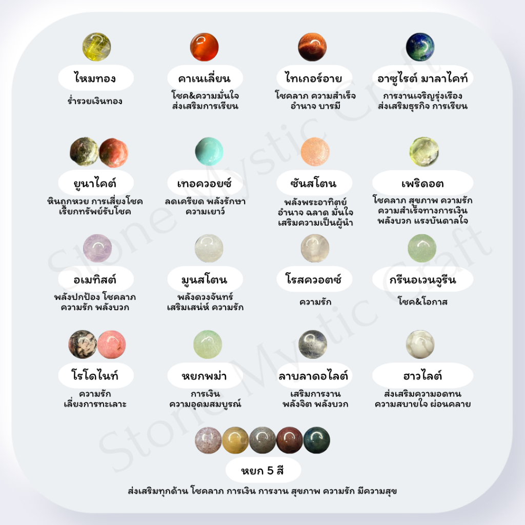 กำไลเชือกหินนำโชค สร้อยข้อมือหินนำโชค หินธรรมชาติแท้ คละได้ 3 ชนิด