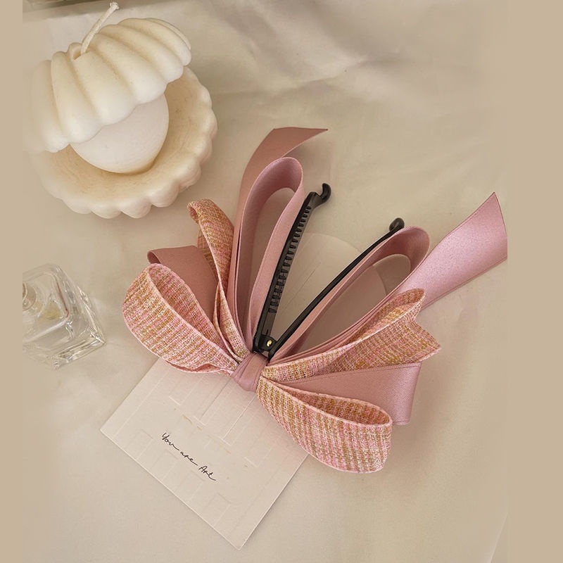 กิ๊บกล้วย ผ้าทวิส ผ้าริ้บบิ้น กิ๊บติดผม กิ๊บผม กิ๊บหนีบผม Bow banana clip