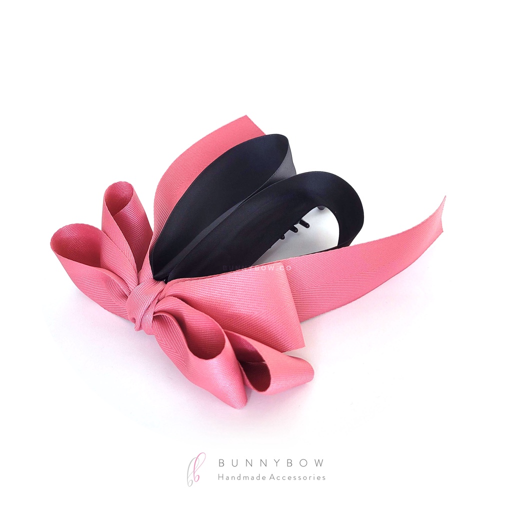 กิ๊บกล้วยแฟชั่น ริบบิ้นเกาหลี Herringbone งานแฮนด์เมด โบว์ติดผม BunnyBow เกรดพรีเมียม พร้อมส่ง