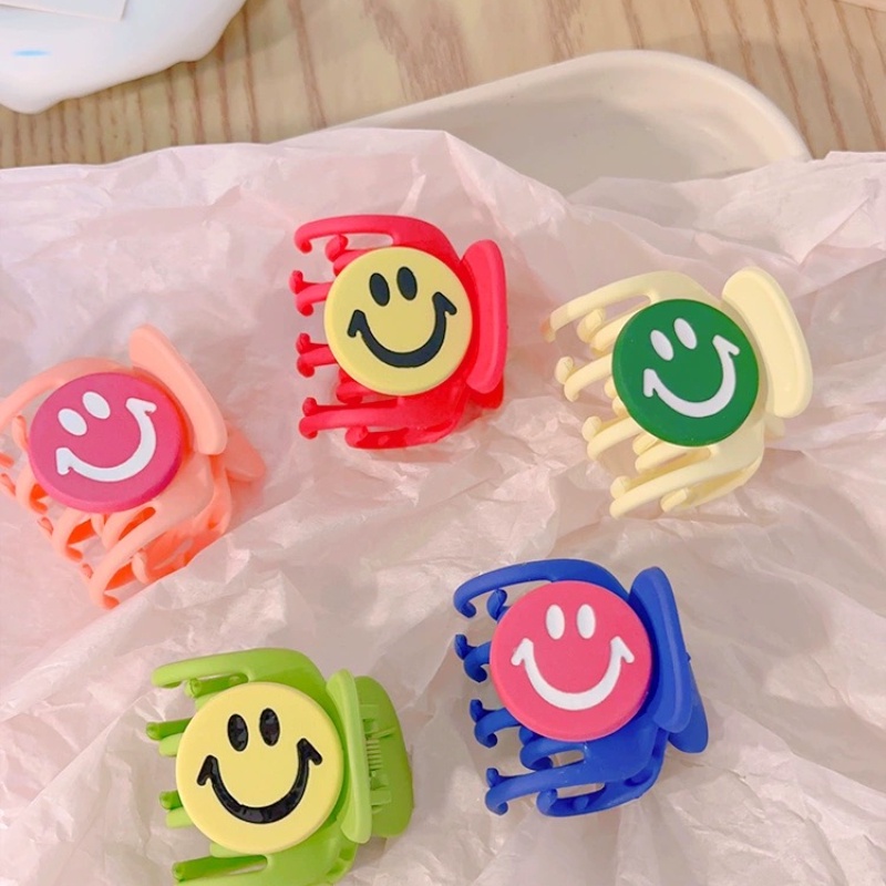 กิ๊บติดผม ทรงหางม้า ลายหน้ายิ้มน่ารัก แบบเรียบง่าย แฟชั่นฤดูร้อน สําหรับผู้หญิง 2023