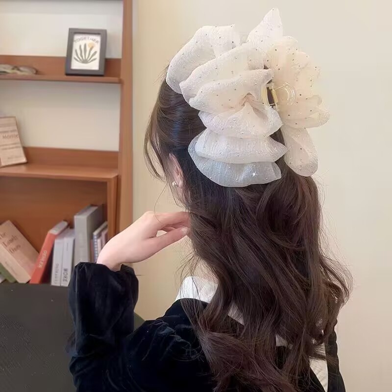กิ๊บติดผม ผ้ากอซ สองด้าน รูปก้อนเมฆ ประดับโบว์ สไตล์เจ้าหญิง สําหรับผู้หญิง 2023
