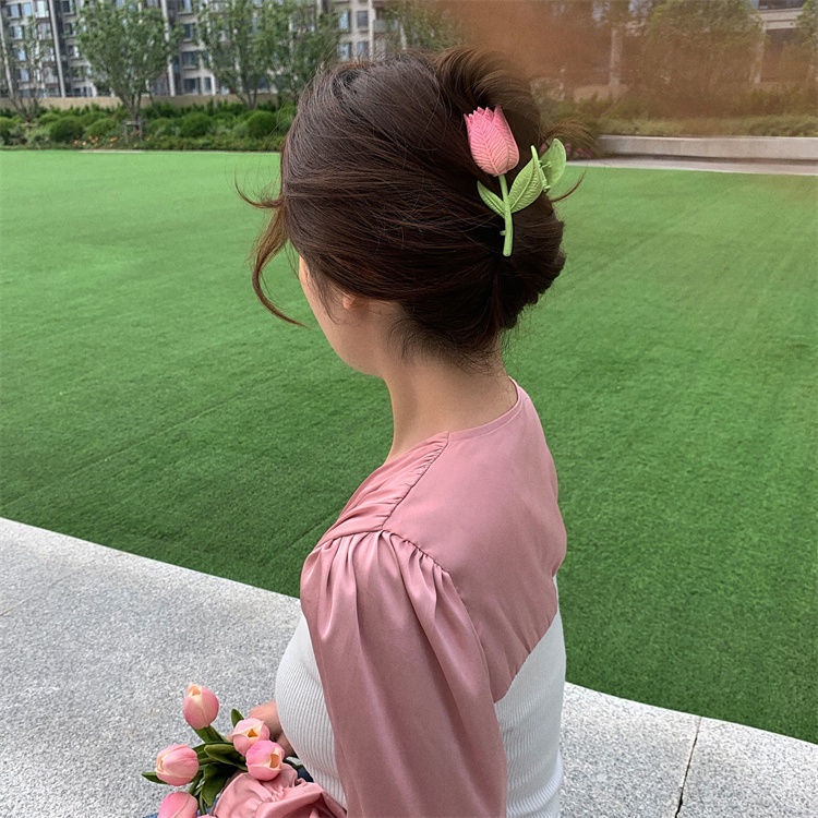 กิ๊บติดผม รูปดอกทิวลิปน่ารัก ขนาดใหญ่ สีสันสดใส สไตล์เกาหลี สําหรับผู้หญิง