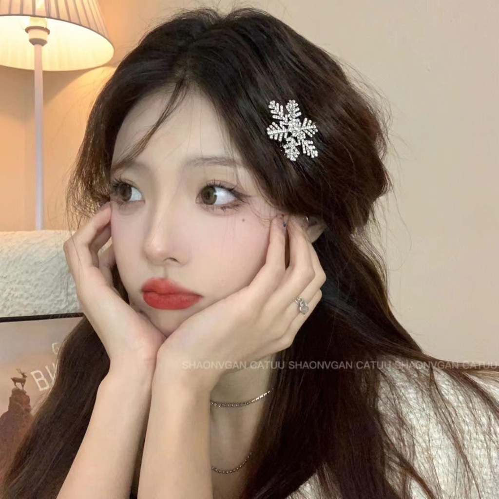 กิ๊บติดผม รูปเกล็ดหิมะ ประดับเพชร ระดับไฮเอนด์ แฟชั่นฤดูใบไม้ร่วง และฤดูหนาว 2023【Valentine Day】