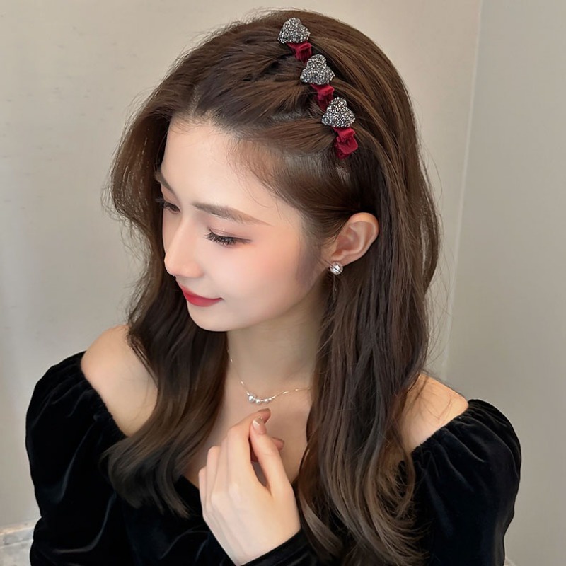 กิ๊บติดผม แบบถัก ประดับเพชรเทียม สไตล์เกาหลี แฟชั่นสําหรับผู้หญิง