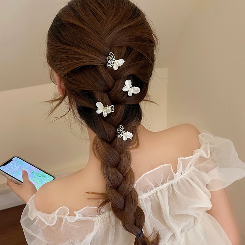 กิ๊บติดผม โลหะผสม พลอยเทียม รูปผีเสื้อ ดอกไม้ ขนาดเล็ก เครื่องประดับ สําหรับผู้หญิง