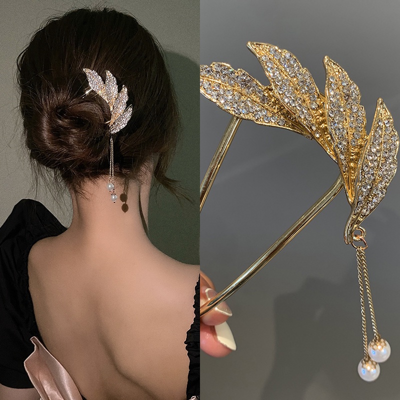 กิ๊บติดผมรูปตัว U ประดับไข่มุก Rhinestone รูปตัวยูสง่างาม