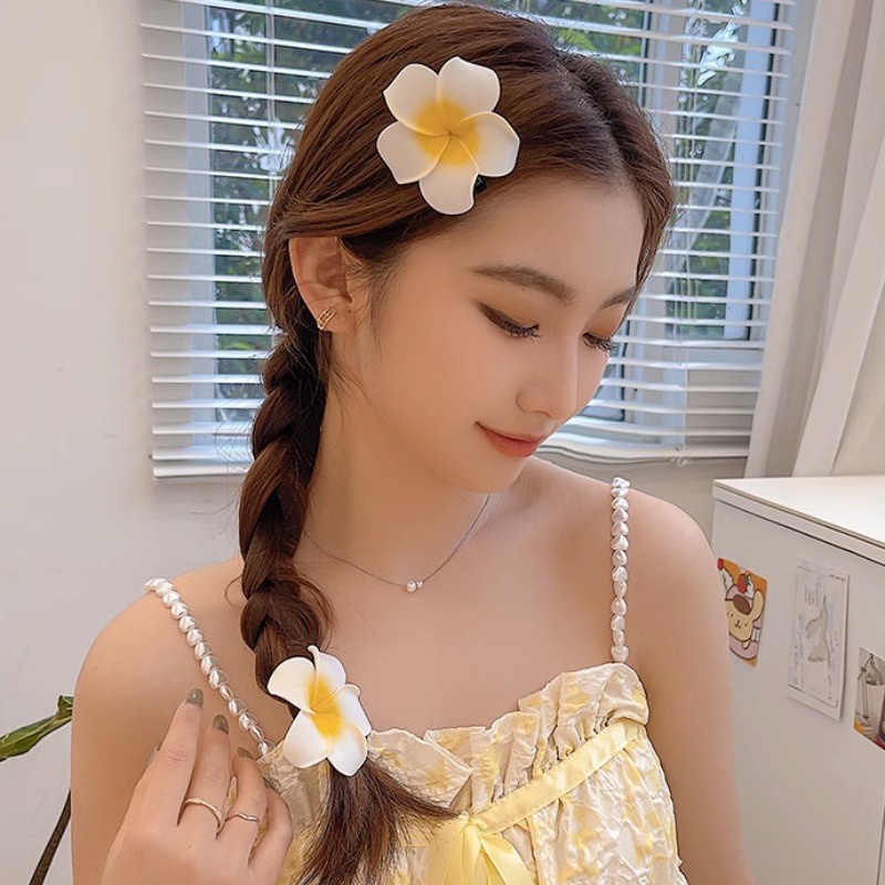 กิ๊บติดผมหน้าม้า ลายดอกไม้น่ารัก สไตล์เกาหลี แฟชั่นสําหรับผู้หญิง