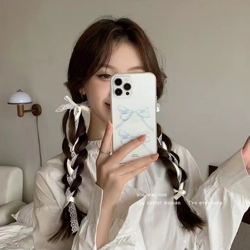 กิ๊บติดผมหางม้า แบบริบบิ้น ประดับโบว์ แต่งลูกไม้ แฟชั่นแฟรี่ สไตล์เกาหลี สําหรับผู้หญิง