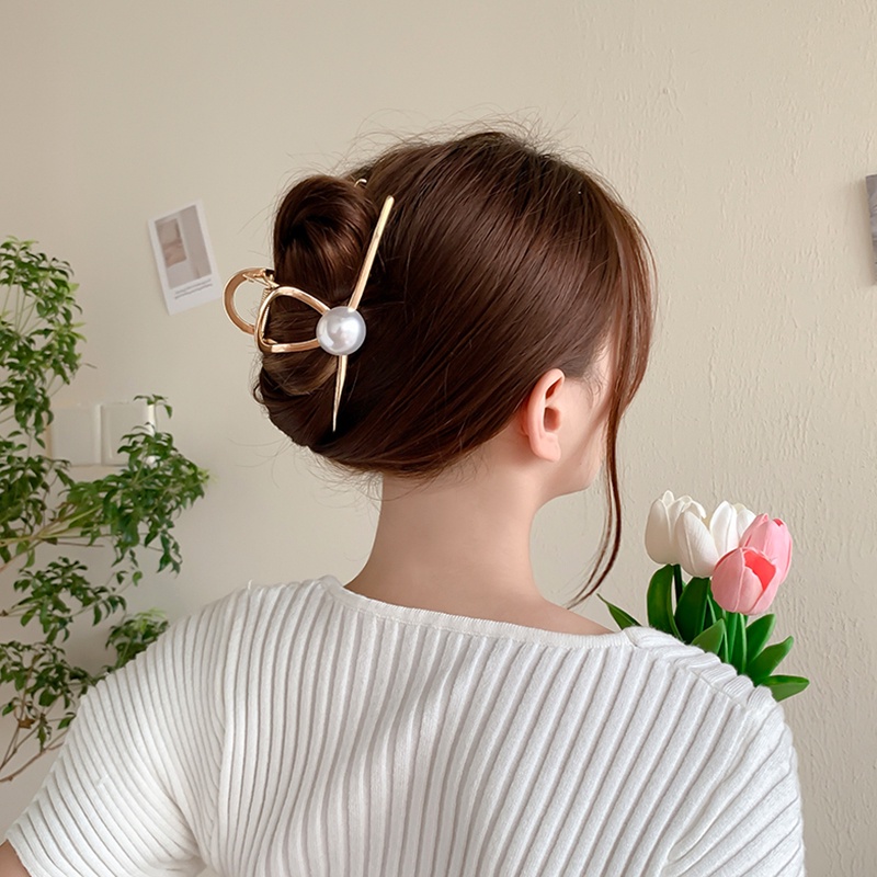 กิ๊บติดผมโลหะ ประดับไข่มุก หรูหรา สไตล์มินิมอล แฟชั่นฝรั่งเศส สําหรับผู้หญิง