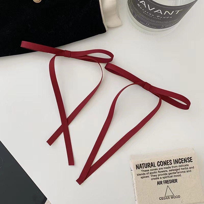 กิ๊บริบบิ้นโบว์ริบบิ้น สีแดง สีขาว สีดํา สีฟ้า สไตล์ใหม่ สําหรับผู้หญิง