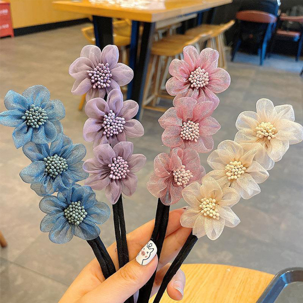 กิ๊บสไตล์เกาหลี สําหรับผู้หญิงที่ชอบ DIY ลูกไม้ + ดอกไม้ เป็นขดลวด  hair accessories