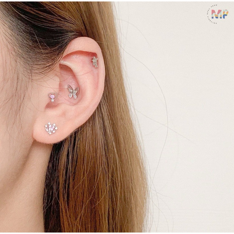 จิวต่างหูเกาหลี More Than Piercing: A162 Praline Heart