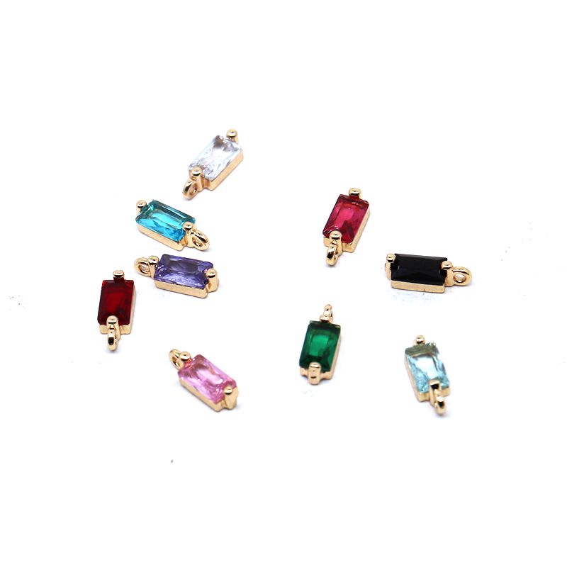 จี้ทองแดง 18K ฝังเพทาย ทรงสี่เหลี่ยม ขนาดเล็ก สําหรับทําเครื่องประดับ สร้อยข้อมือ DIY