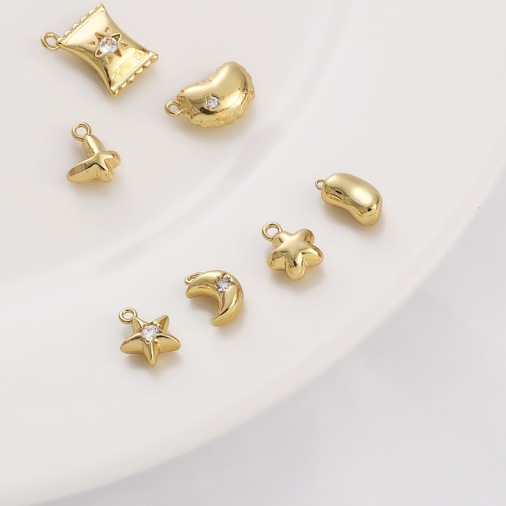 จี้รูปดาว ดวงจันทร์ ผีเสื้อ ชุบทอง 14k เครื่องประดับแฟชั่น DIY