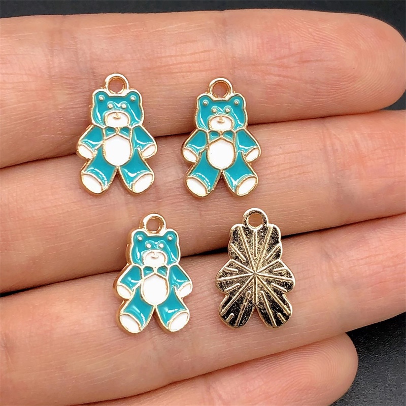 จี้รูปหมี โลหะผสมเคลือบ สําหรับทําเครื่องประดับ ต่างหู DIY 4 ชิ้น