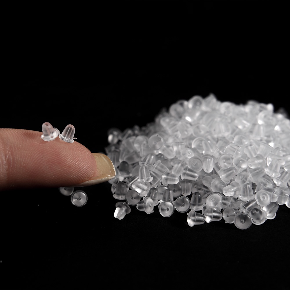 จุกซิลิโคนใส พร้อมกล่องเก็บ สําหรับปิดต่างหู DIY 500 ชิ้น