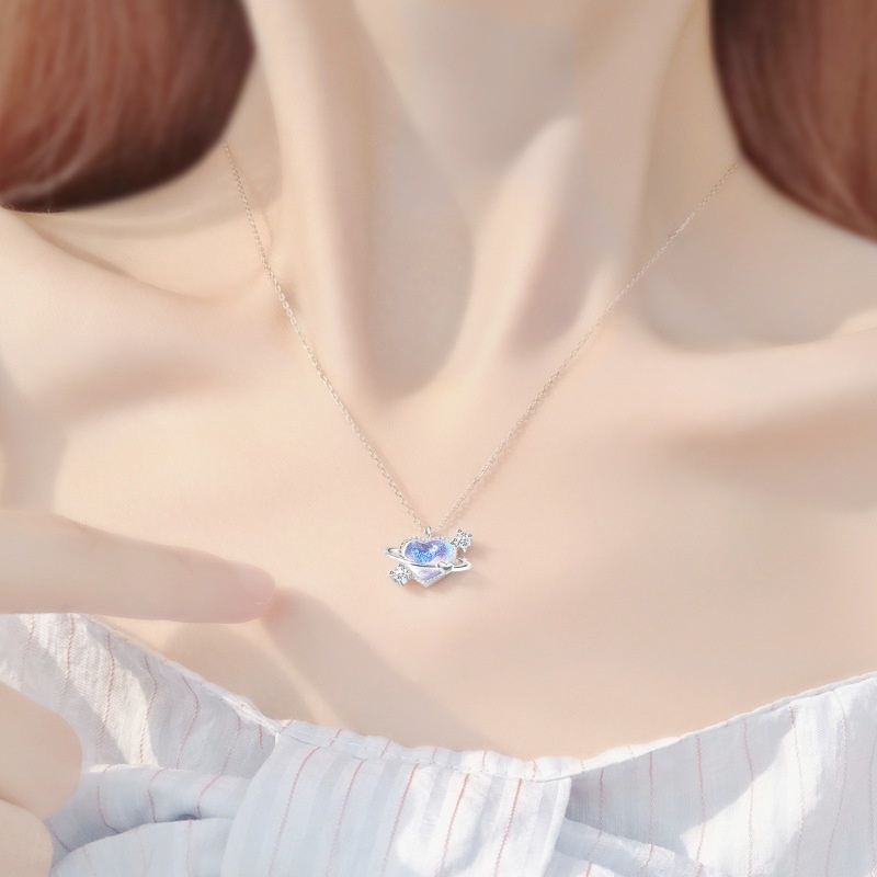 ชุดสร้อยคอ จี้ลูกโป่งน้ําผึ้ง และดาว และดวงจันทร์ สามชิ้น สําหรับผู้หญิง