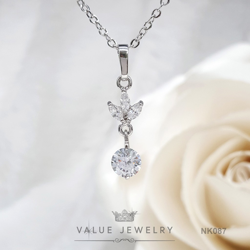 ชุดเซ็ตเครื่องประดับ ดอกไม้ Flower คริสตัลแท้ สร้อย สร้อยคอ ต่างหู เครื่องประดับ Valuejewelry SET007 NK087 ER0655