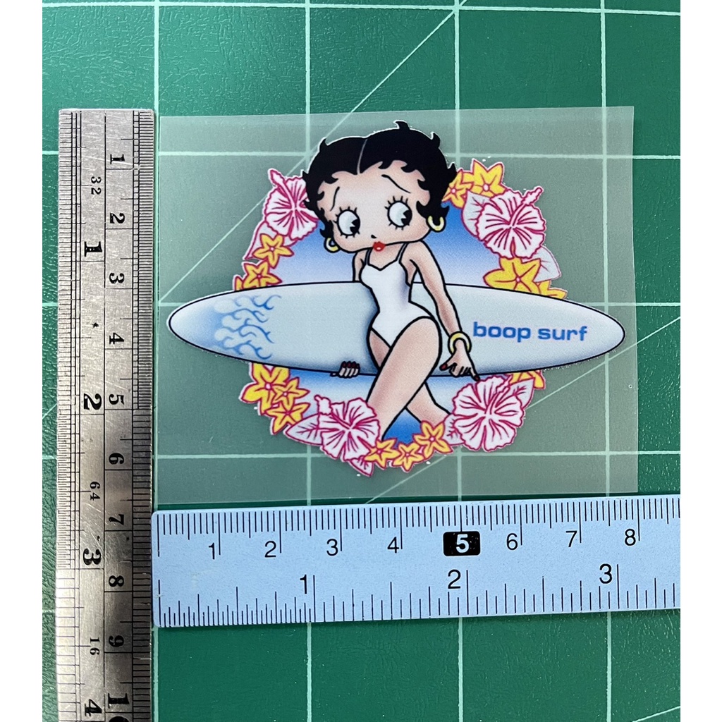 ตัวรีดการ์ตูน Betty Boop ผู้หญิงผมดำเช็กชี่  สติกเกอร์รีดติดเสื้อ