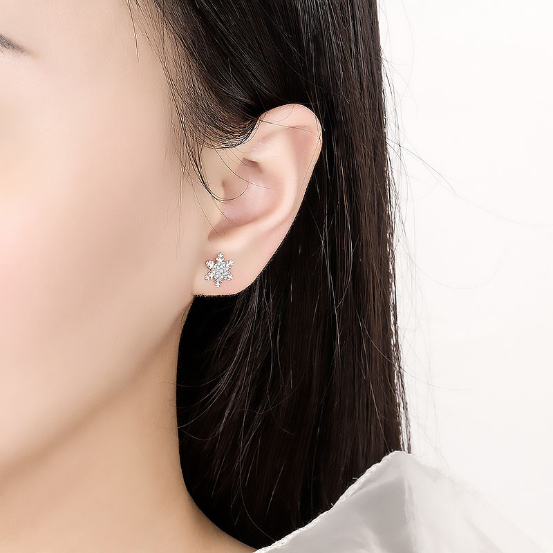 ต่างหู s925 earrings รุ่น เกล็ดหิมะ Snowflake ผู้หญิง ต่างหูแฟชั่น ของขวัญ เครื่องประดับ minimal