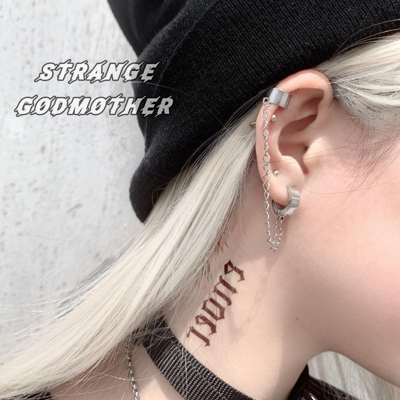 ต่างหู แบบคลิปหนีบ ไม่ต้องเจาะหู สไตล์เท่ สีเข้ม สําหรับผู้ชาย และผู้หญิง