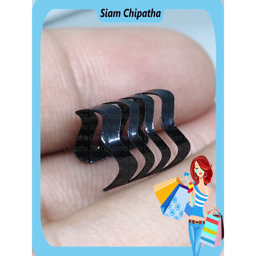 ต่างหู ไม่ต้องเจาะหู ตุ้มหู จิว | CLP . 4W | Punk Rock Ear Clip Cuff Wrap Earrings No piercing | Flat Wave 4 layer - 1 ข้าง