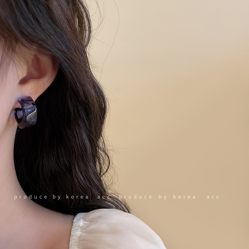 ต่างหูกระดุมอะคริลิคเรซิ่นสไตล์วินเทจสําหรับผู้หญิง S925