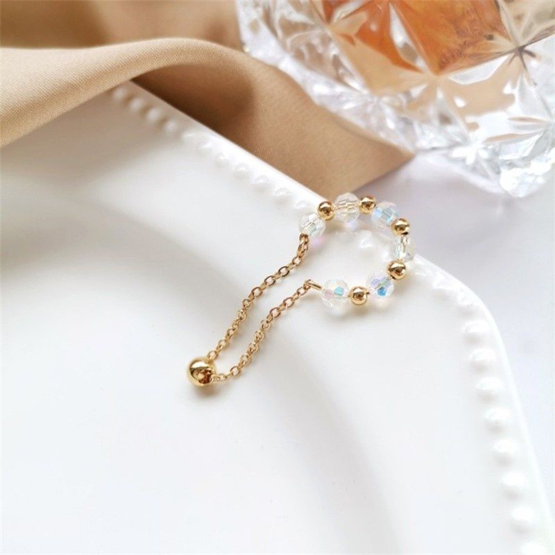 ต่างหูหนีบลูกปัดคริสตัลห้อยโซ่ • Crystal Beads Chain Ear Cuff