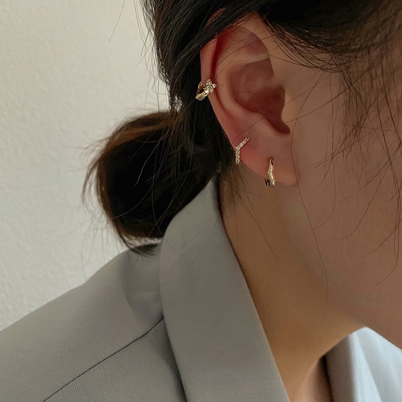 ต่างหูห่วง ประดับเพทาย 14k ขนาดเล็ก เครื่องประดับ สําหรับผู้หญิง