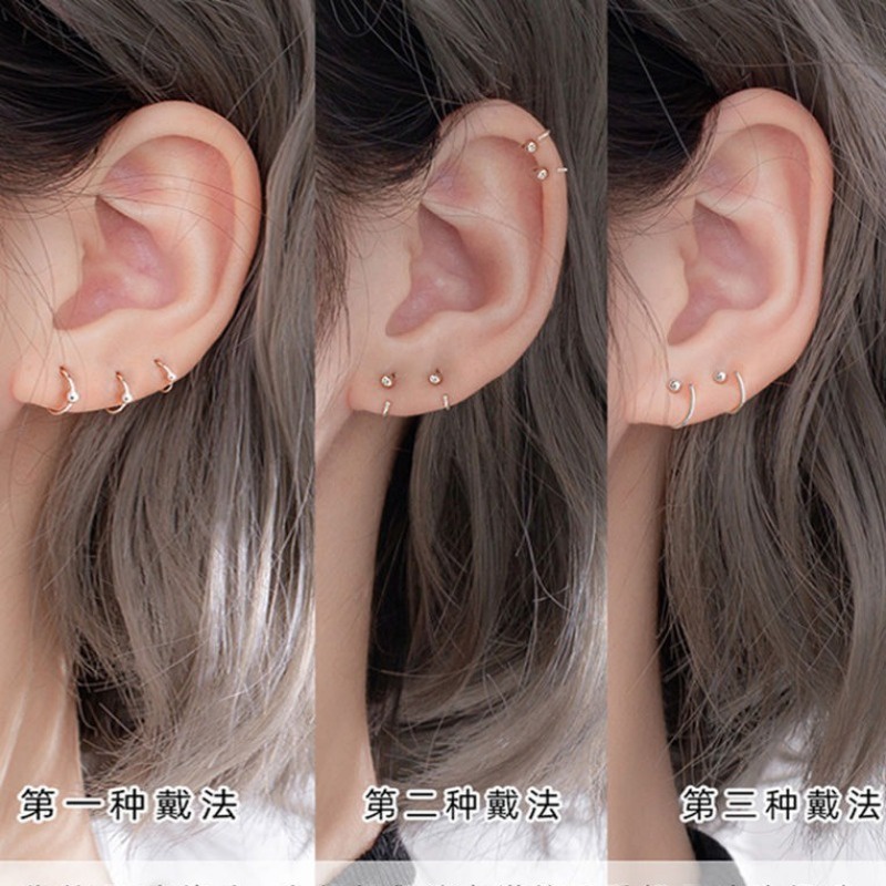 ต่างหูห่วง สเตนเลส ทรงกลม สีเงิน สีทอง ขนาดเล็ก สไตล์พังก์ สําหรับผู้หญิง และผู้ชาย