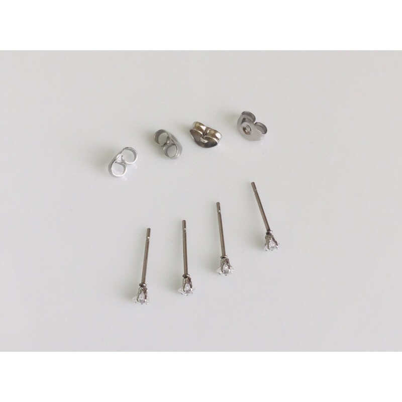 ต่างหูเพชรczรูปดาว3-4-5-6mm.สำหรับผิวแพ้ง่าย วัสดุ Medical Grade Stainless Steel316Lราคา/คู่
