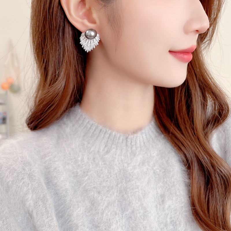 ต่างหูแฟชั่น ประดับมุก พลอยเทียม หรูหรา สไตล์เรโทร