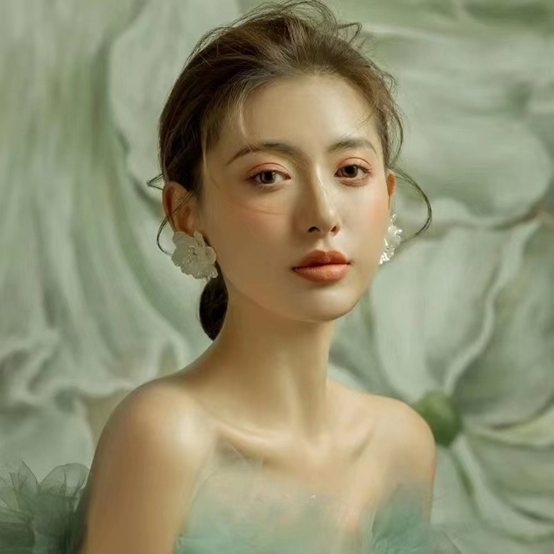 ต่างหูแฟชั่น รูปเปลือกหอย ดอกไม้ สีขาว เรียบง่าย