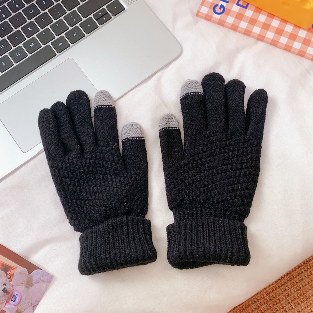 ถุงมือผ้าฟลีซกันหนาว well merry ทัชสกรีนมือถือได้ ให้ความอบอุ่น นุ่มนวล ใส่สบาย ผ้าคุณภาพดี