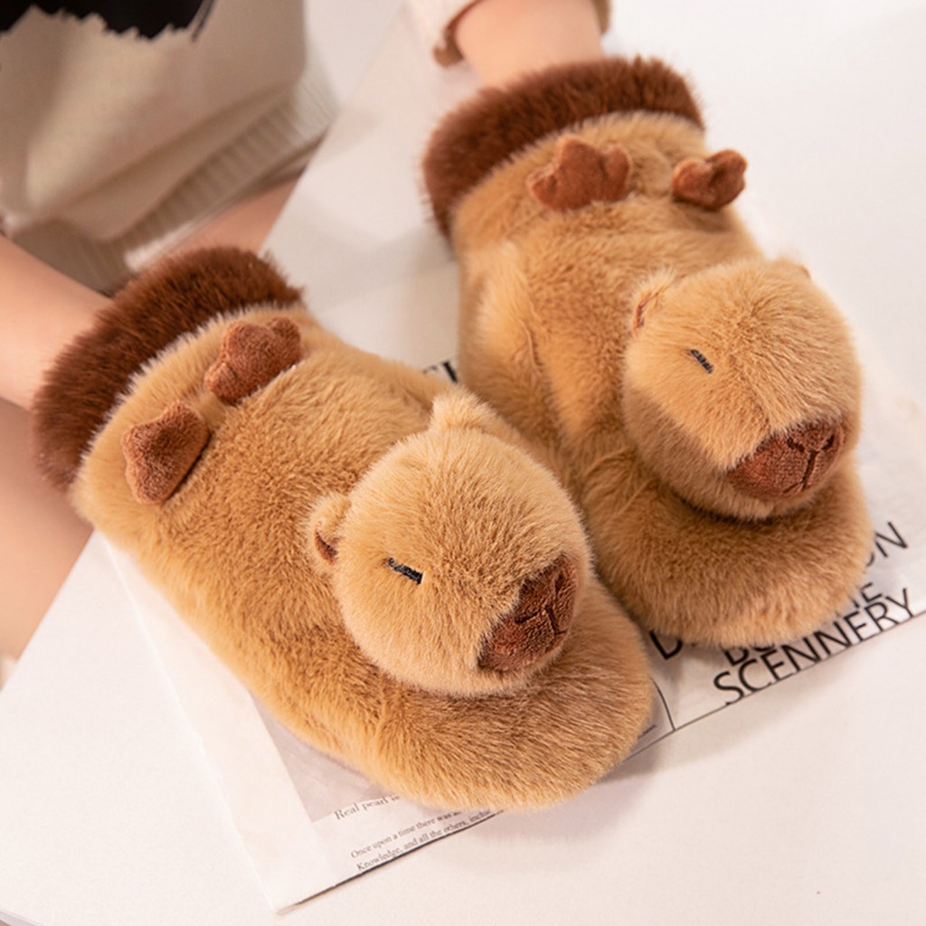ถุงมือให้ความอบอุ่น ลายเพนกวิน คาปิบารา สัตว์ เหมาะกับฤดูหนาว สําหรับผู้หญิง 2024