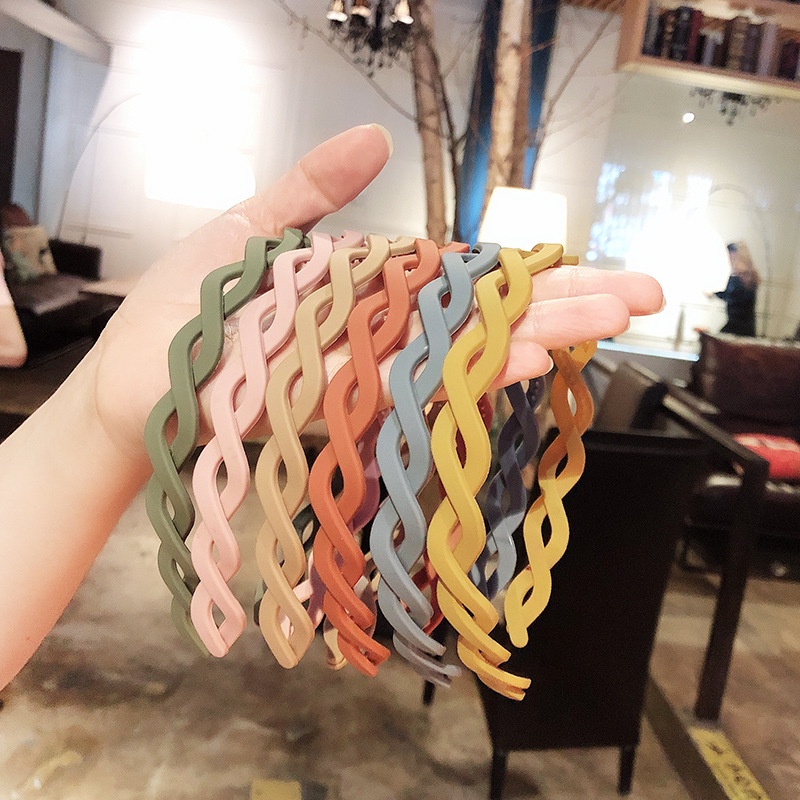 ที่คาดผมพลาสติก แบบบิดได้ สีขาว สไตล์เกาหลี สําหรับผู้หญิง