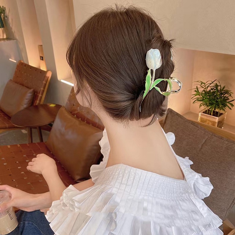 นำเข้า -ผู้หญิงโลหะทิวลิปอารมณ์ความรู้สึกปลายสูงฉลามคลิปผมผู้ใหญ่cod