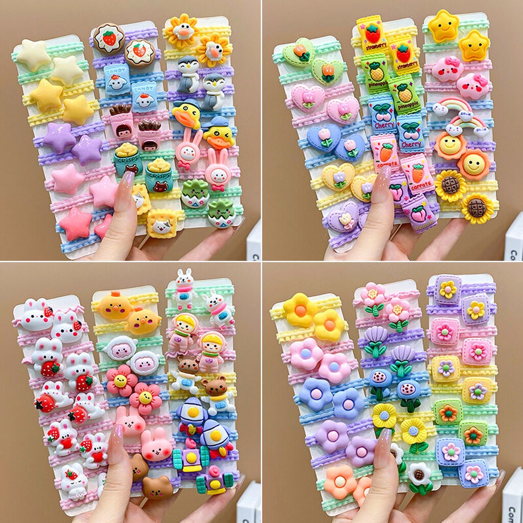 บ้านพลู  10 เส้น ยางรัดผม ยางมัด ยืดหยุ่น ดอกไม้ การ์ตูน น่ารัก สีหวาน ยางยัก