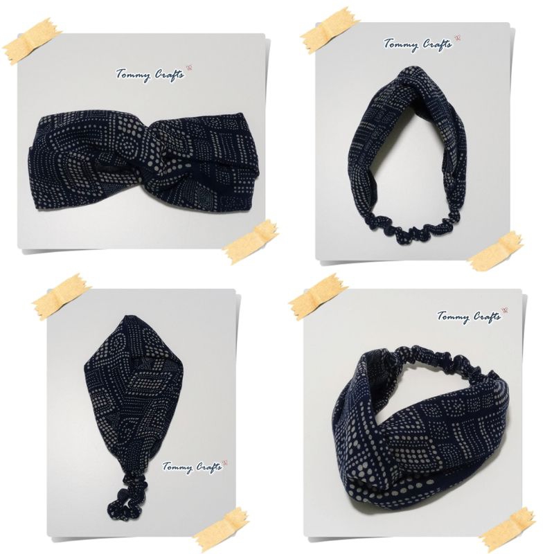 ผ้าคาดผมแบบไขว้ผ้าฝ้ายสาลูสองชั้นกัดลาย Turban twist Headband