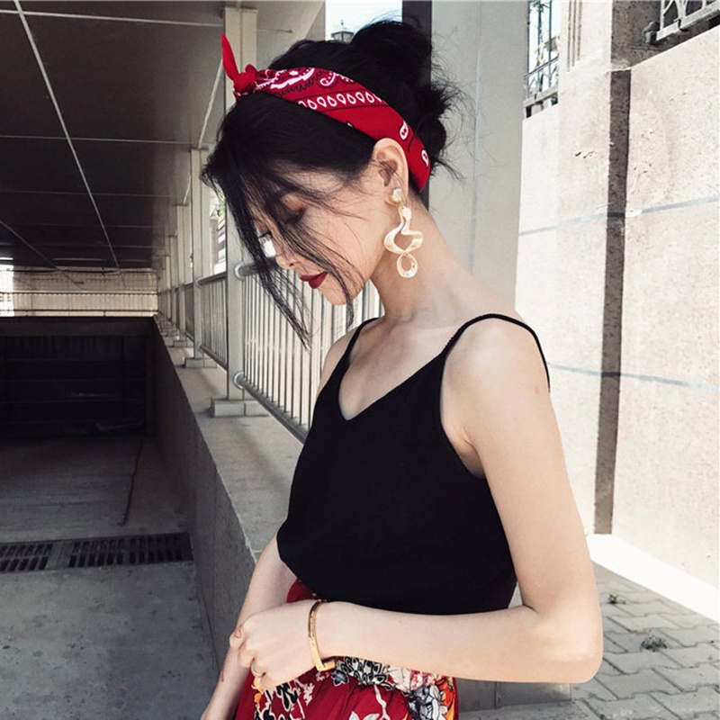 ผ้าเช็ดหน้าวินเทจ ผ้าโผกหัว ผ้าพันคอ Cotton ลายลูกน้ำ paisley ใช้โพกหัวผูกผมชิคๆ